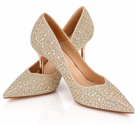 Czółenka Damskie Glamour Szampańskie Brokatowe Eleganckie Szpilki 40