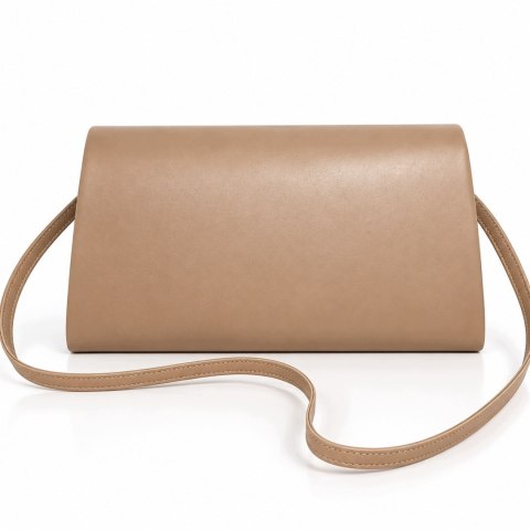 Torebka Damska Wizytowa Polska Beżowa Elegancka Na Wesele 26 cm